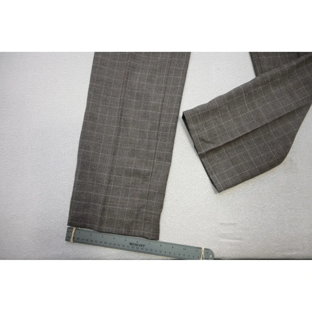 Banana Republic Dress Pants Mens 32x34 Grey Plaid Tailored Slim Fit Wool EUC